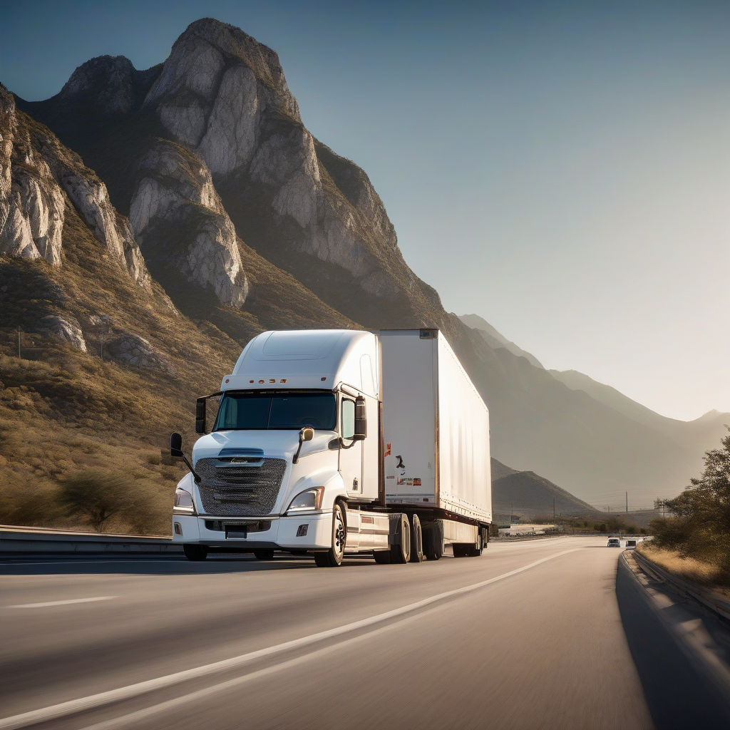 Unidad de fletes de Ventura Logistics operando en carretera de Monterrey